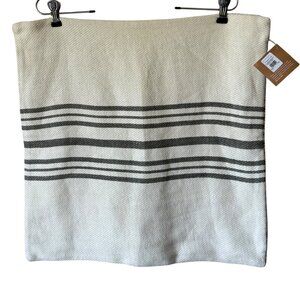 Pottery Barn New Pillow Cover Linen Cotton 20"x 20" Cream Green Stripe Casual